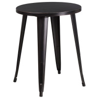 Flash Furniture CH-51080-29-BQ-GG 24'' Round Metal Indoor-Outdoor Table in Black/Antique Gold